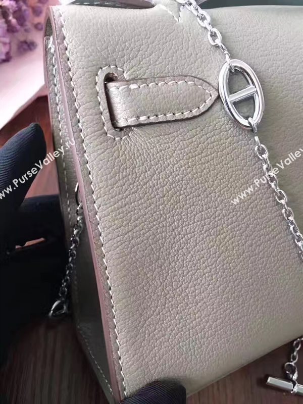 Hermes mini Chevre gray Kelly bag 5165