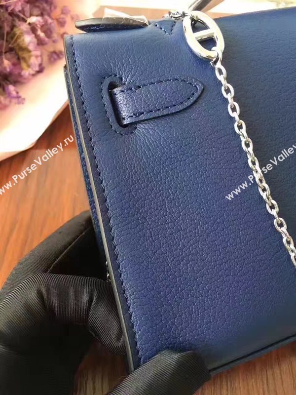 Hermes mini Chevre navy Kelly bag 5168