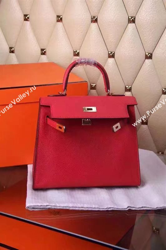 Hermes small Epsom red Kelly bag 5186