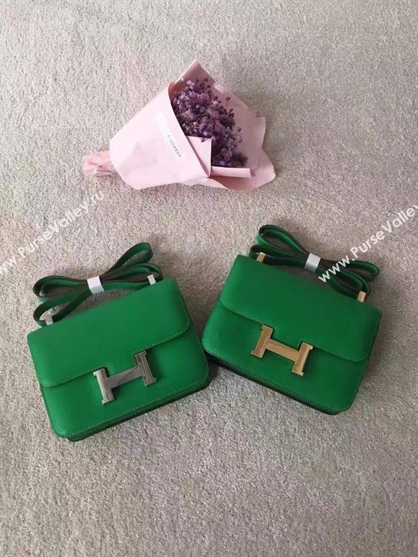 Hermes Constance top green leather bag 5106