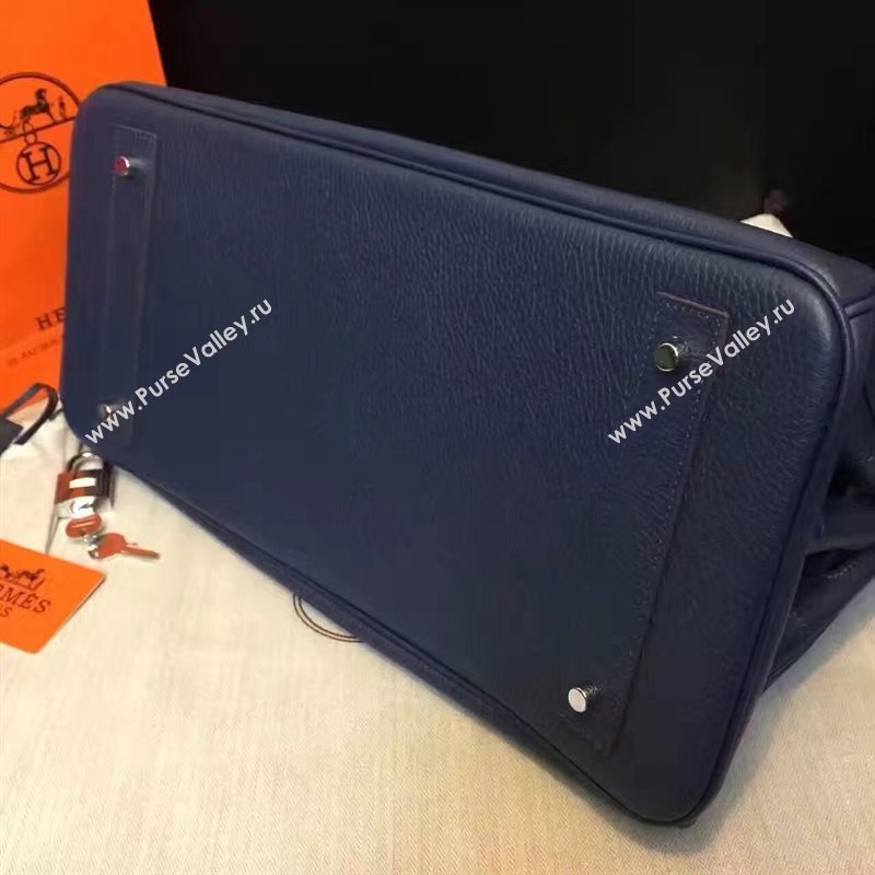 Hermes 42cm Birkin navy leather bag 5109