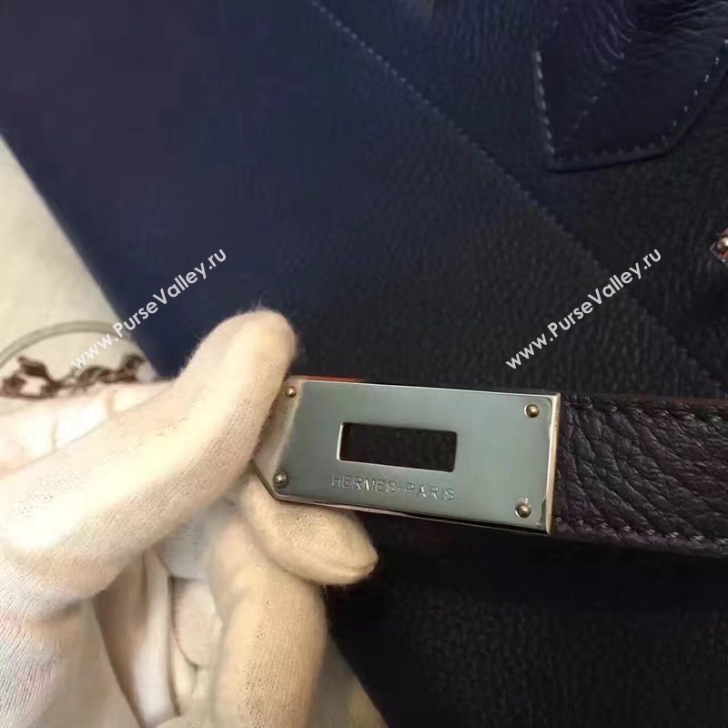 Hermes 42cm Birkin navy leather bag 5109