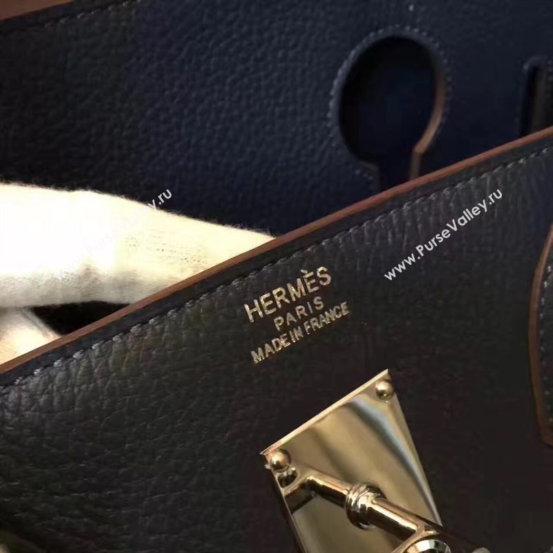 Hermes 42cm Birkin navy leather bag 5109