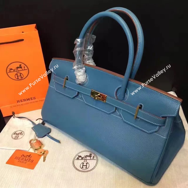 Hermes 42cm Birkin leather navy bag 5111