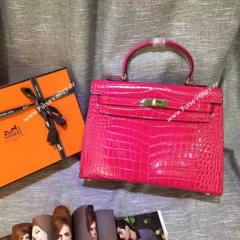 Hermes crocodile Kelly red rose bags 5240