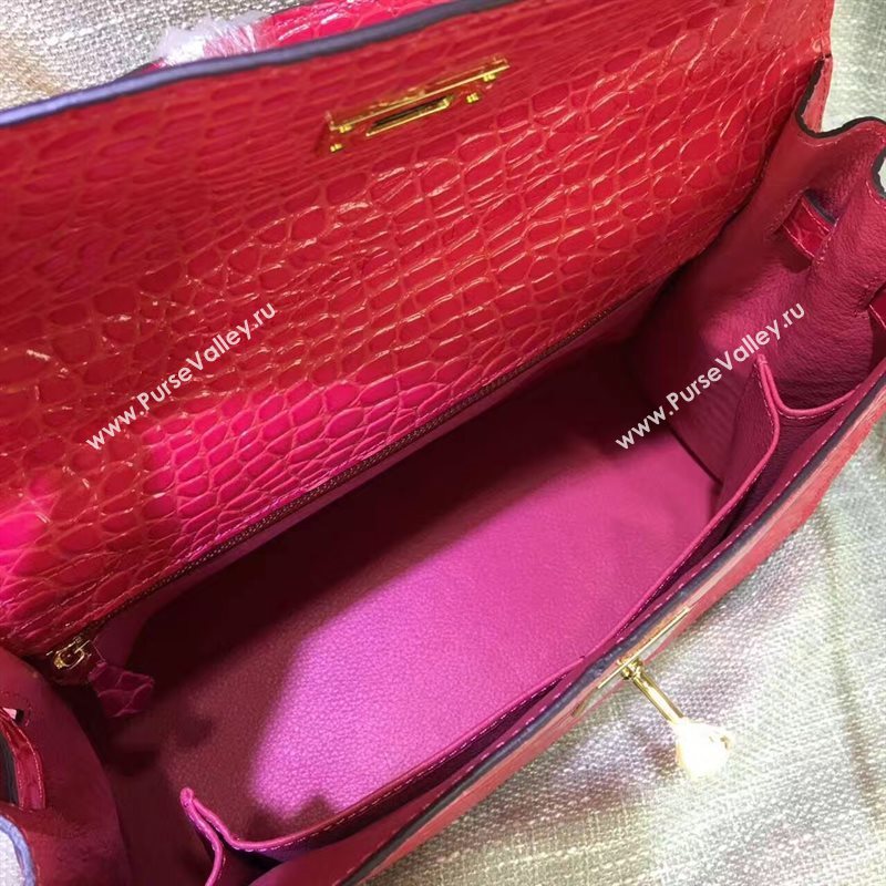 Hermes crocodile Kelly red rose bags 5240