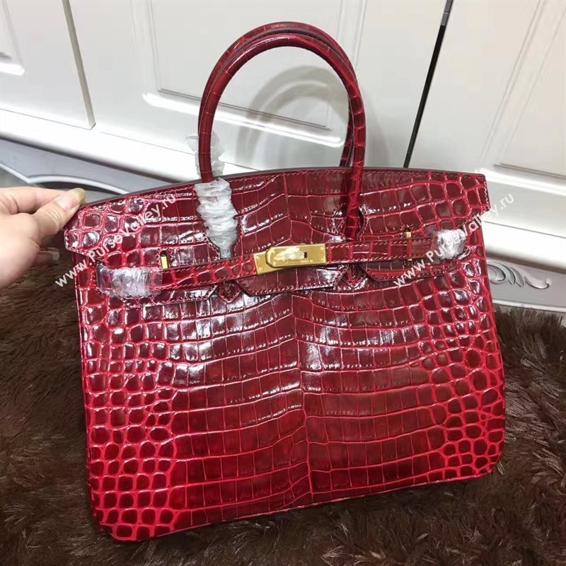 Hermes crocodile Birkin wine paint bag 5242