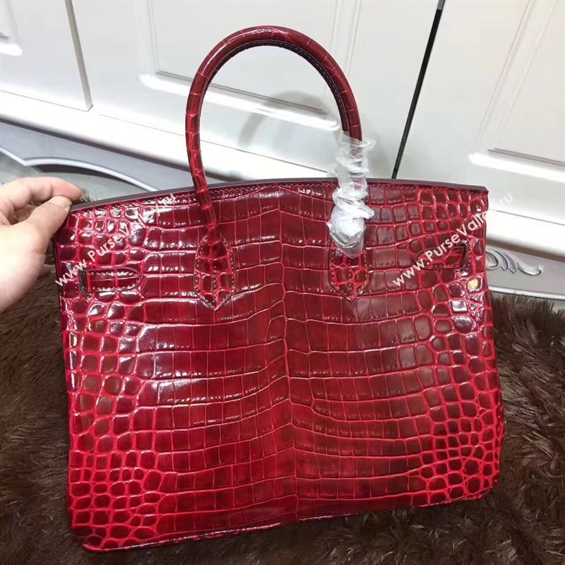 Hermes crocodile Birkin wine paint bag 5242