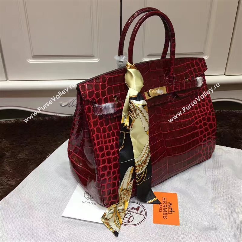 Hermes crocodile Birkin wine paint bag 5242