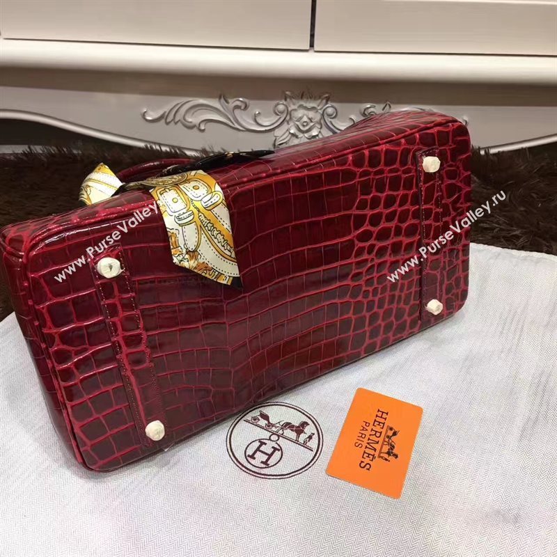 Hermes crocodile Birkin wine paint bag 5242