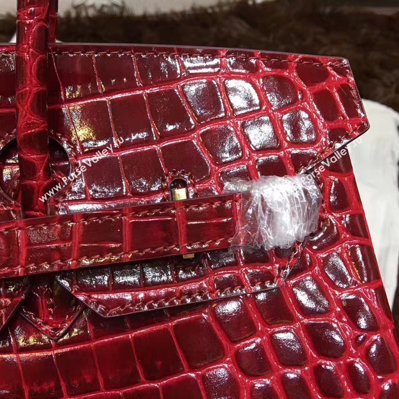 Hermes crocodile Birkin wine paint bag 5242