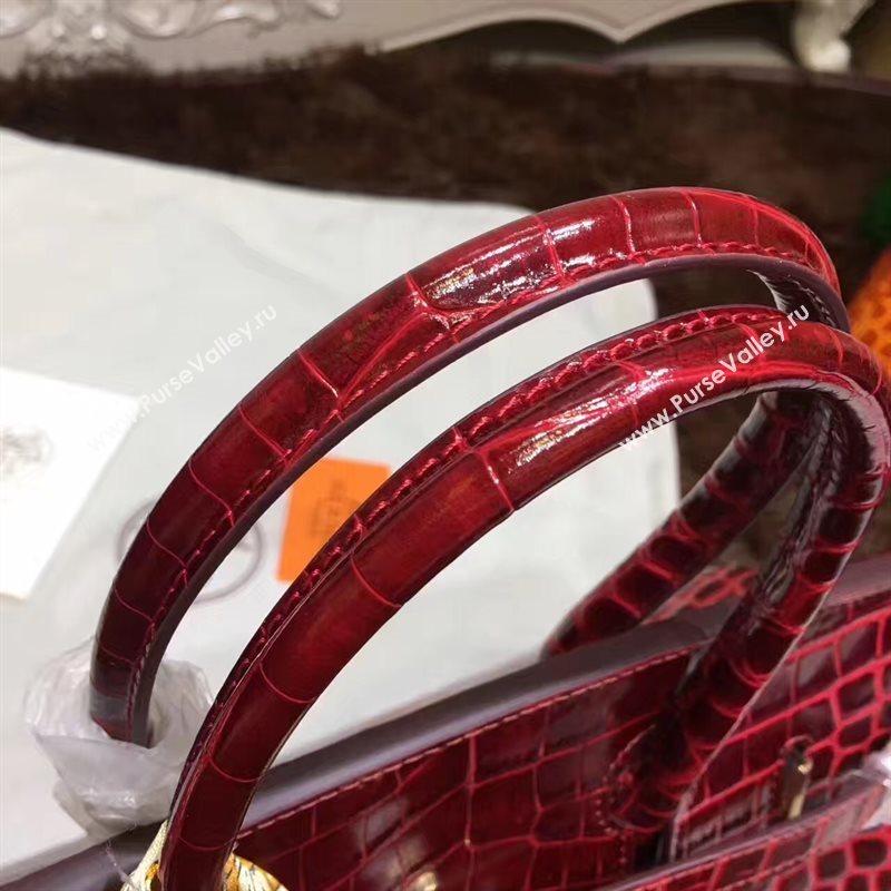 Hermes crocodile Birkin wine paint bag 5242