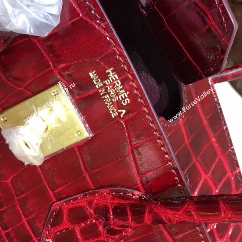 Hermes crocodile Birkin wine paint bag 5242