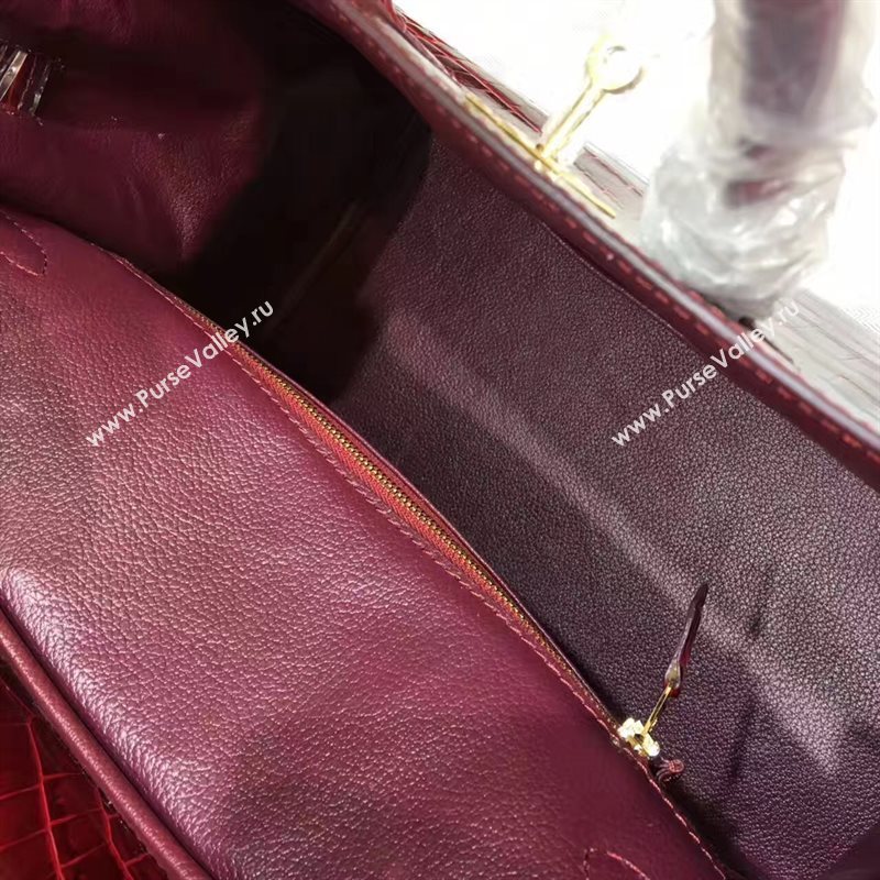 Hermes crocodile Birkin wine paint bag 5242