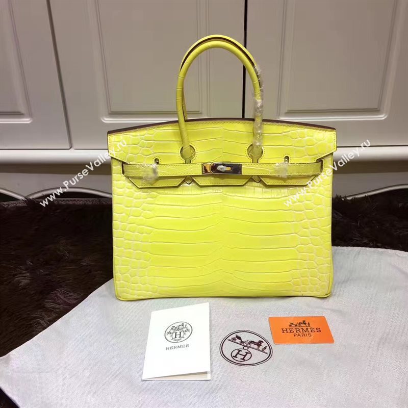 Hermes crocodile Birkin yellow paint bag 5243