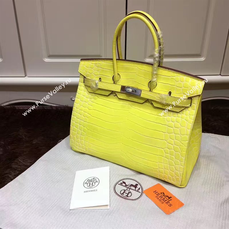Hermes crocodile Birkin yellow paint bag 5243
