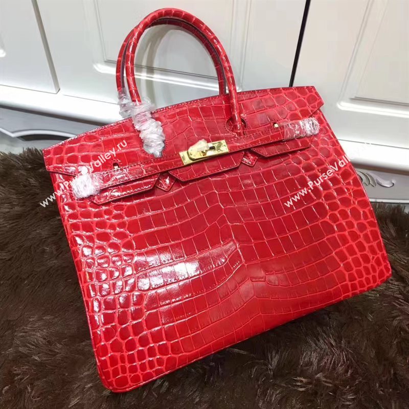 Hermes crocodile Birkin red paint bag 5244