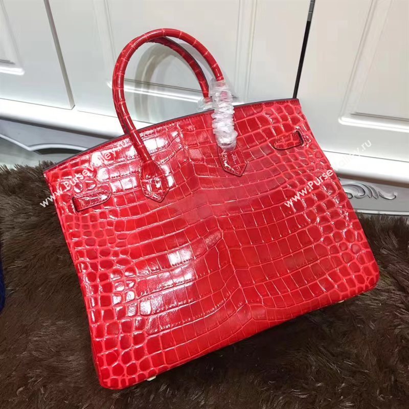 Hermes crocodile Birkin red paint bag 5244