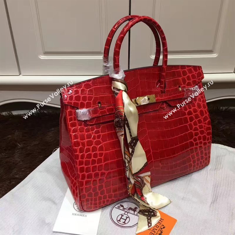 Hermes crocodile Birkin red paint bag 5244