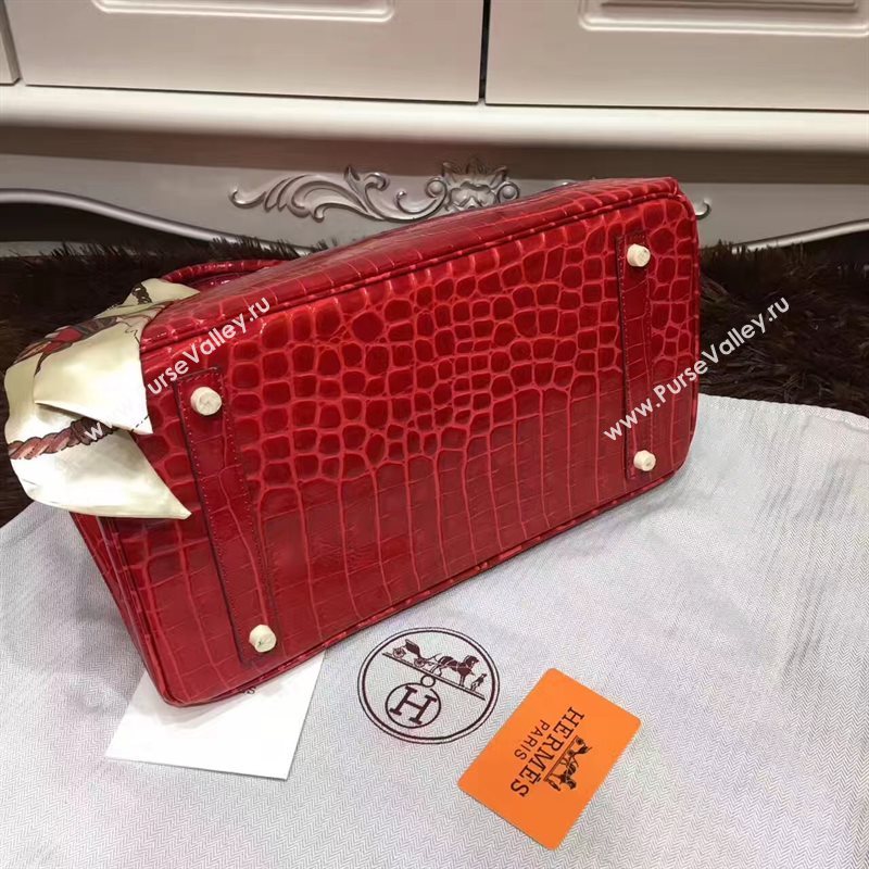 Hermes crocodile Birkin red paint bag 5244