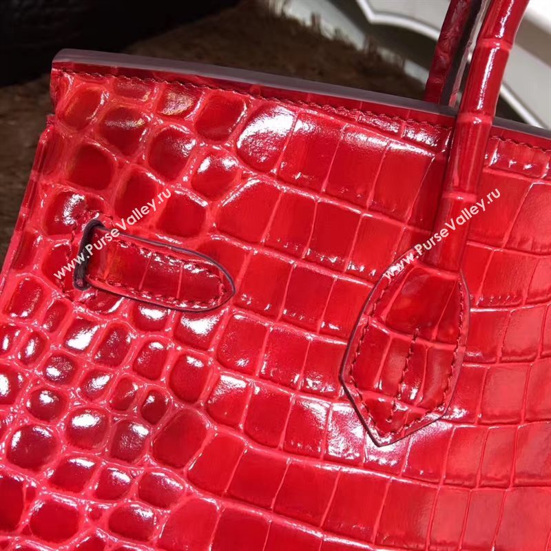 Hermes crocodile Birkin red paint bag 5244