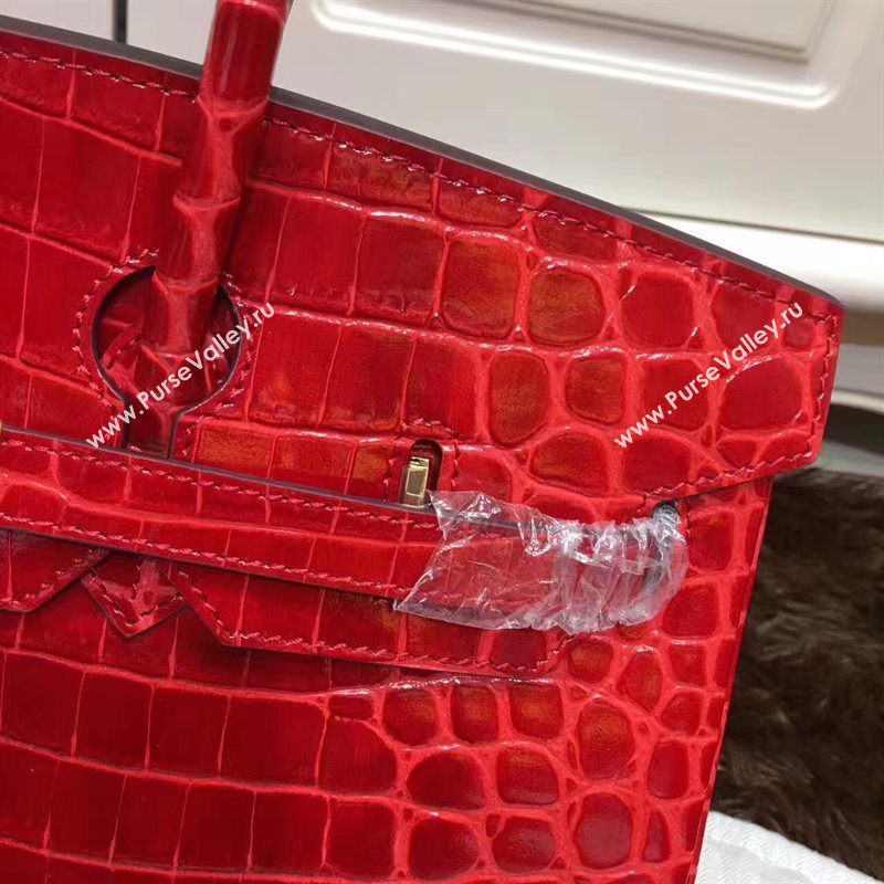 Hermes crocodile Birkin red paint bag 5244