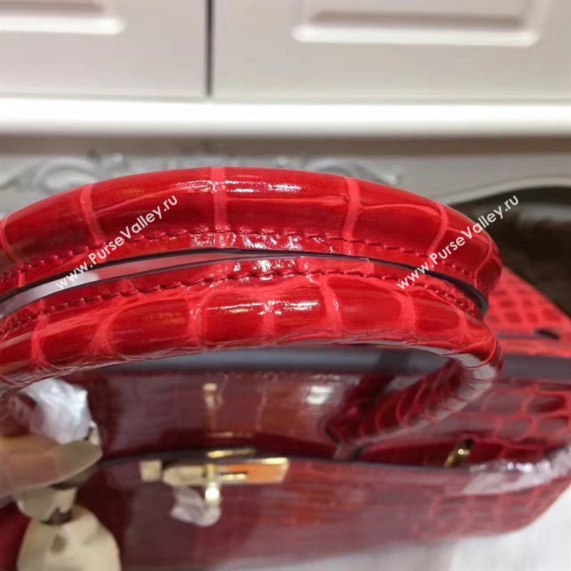 Hermes crocodile Birkin red paint bag 5244