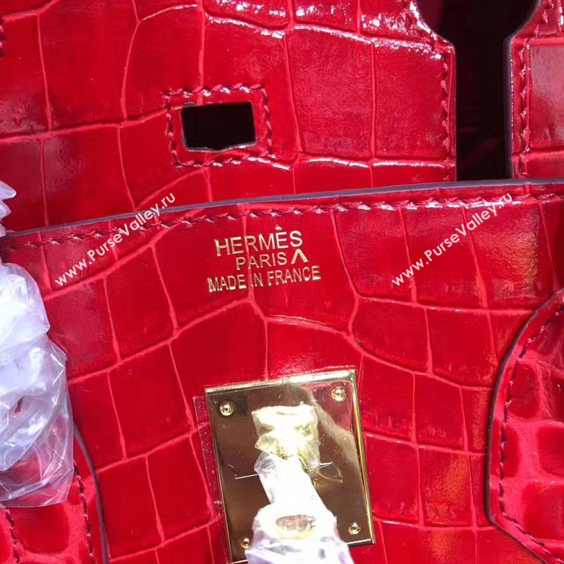 Hermes crocodile Birkin red paint bag 5244