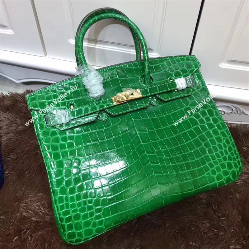 Hermes crocodile Birkin green paint bag 5245