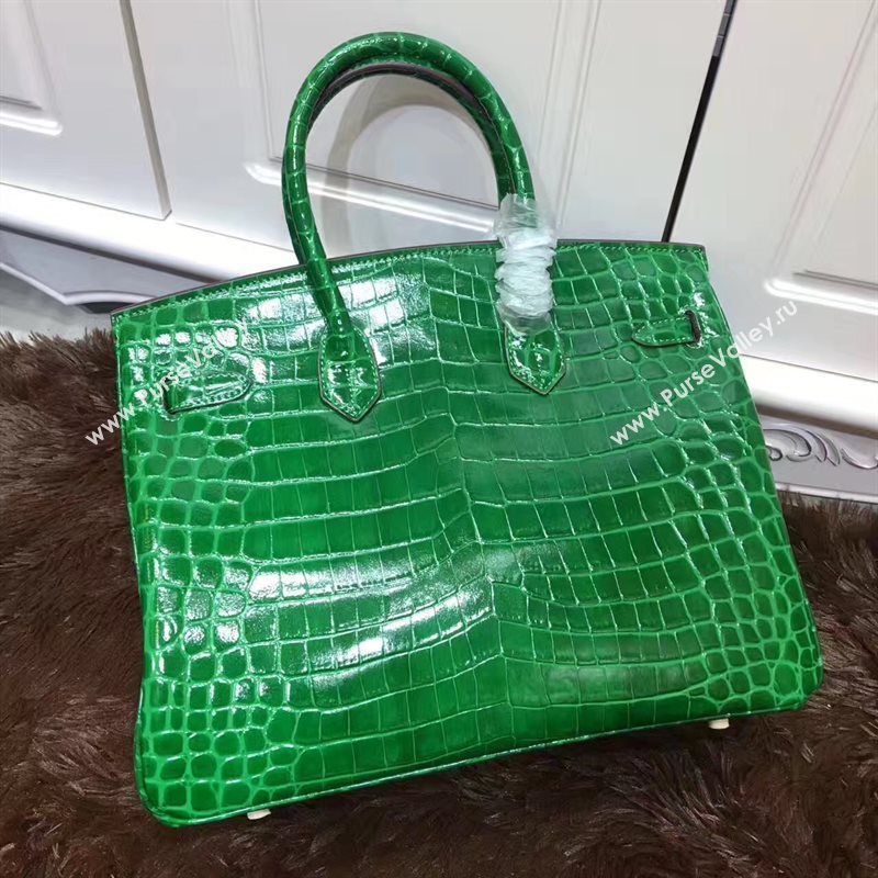 Hermes crocodile Birkin green paint bag 5245