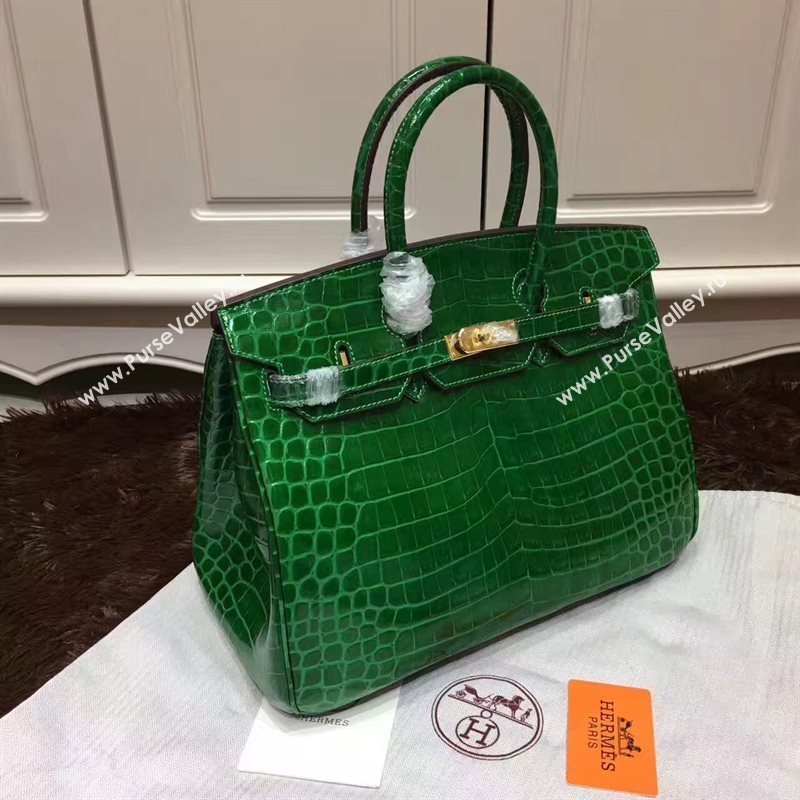 Hermes crocodile Birkin green paint bag 5245