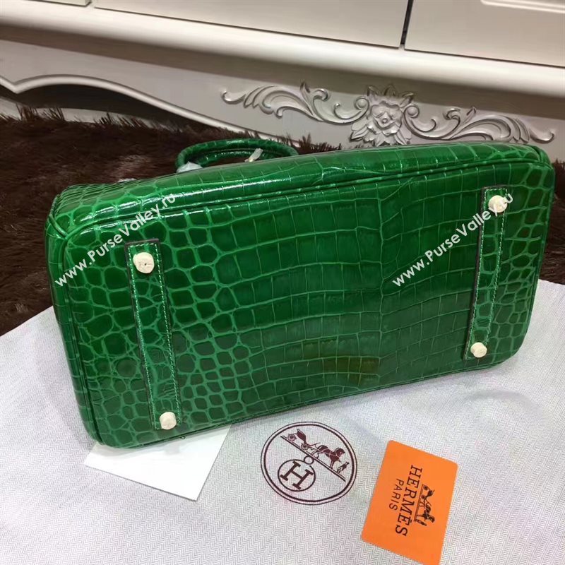 Hermes crocodile Birkin green paint bag 5245