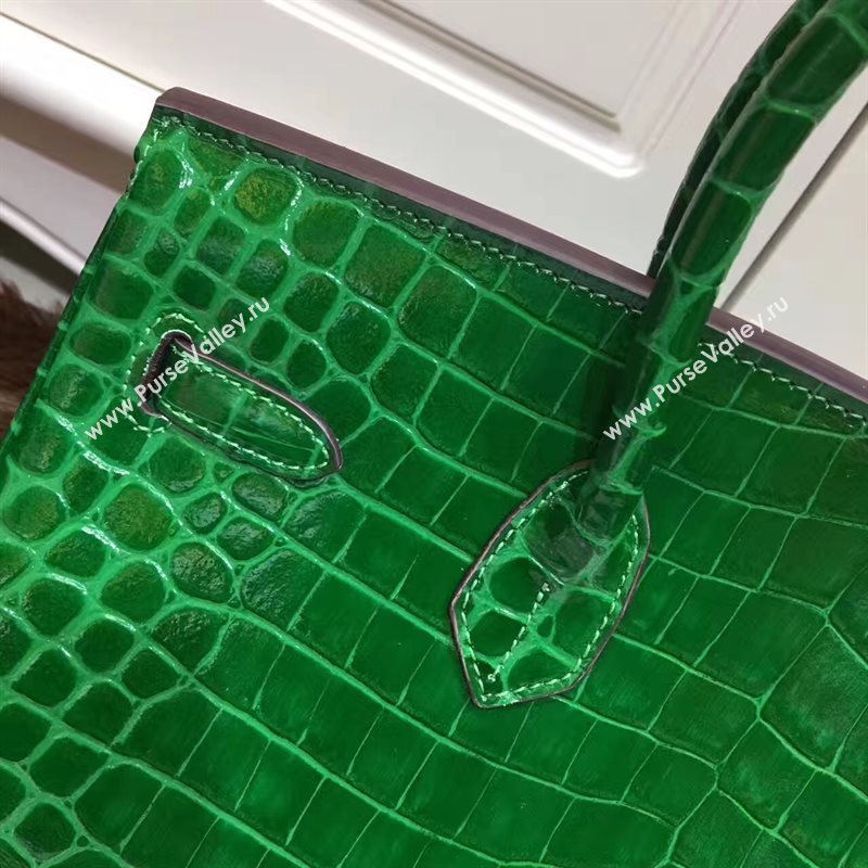 Hermes crocodile Birkin green paint bag 5245