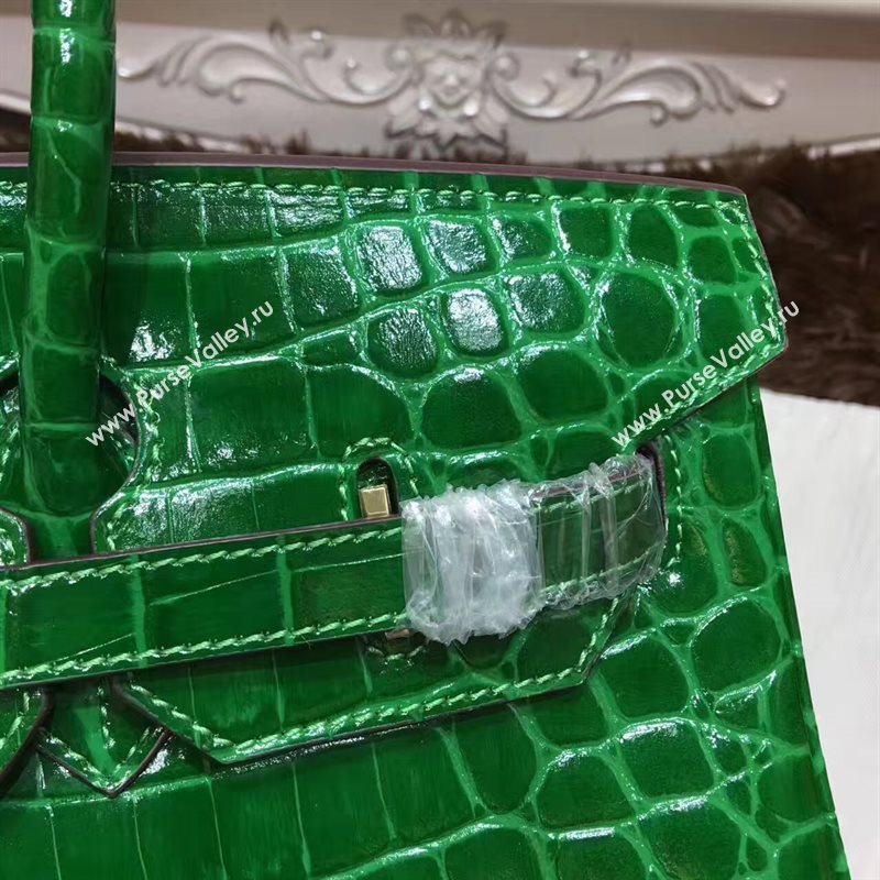 Hermes crocodile Birkin green paint bag 5245