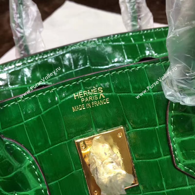Hermes crocodile Birkin green paint bag 5245