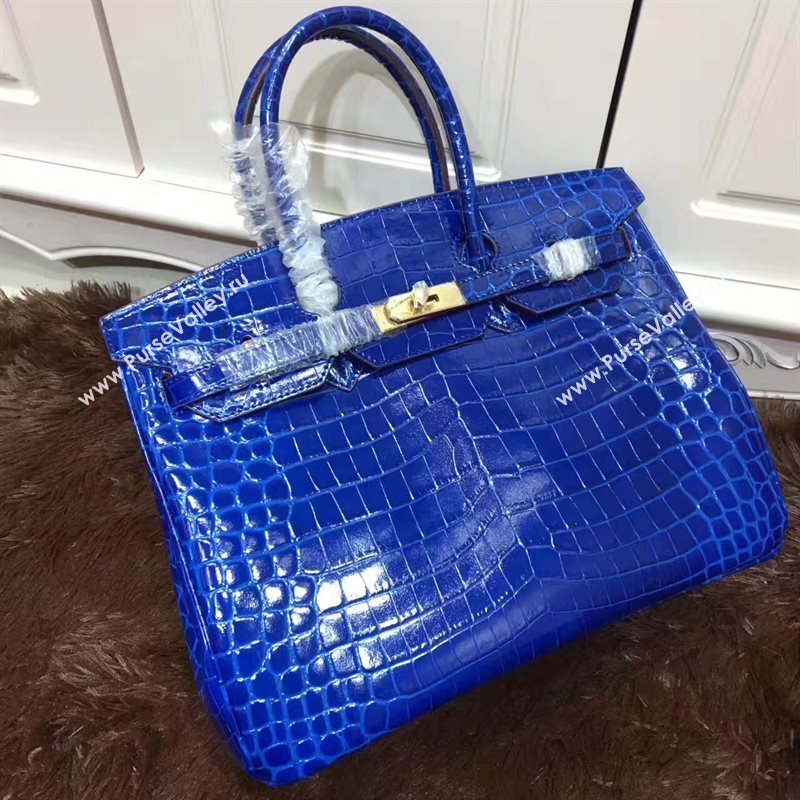 Hermes crocodile Birkin navy paint bag 5246