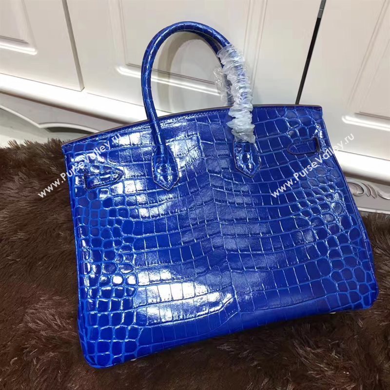 Hermes crocodile Birkin navy paint bag 5246