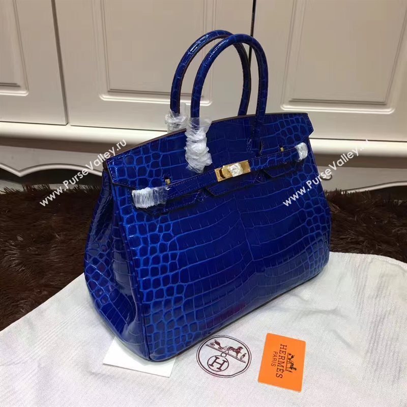 Hermes crocodile Birkin navy paint bag 5246