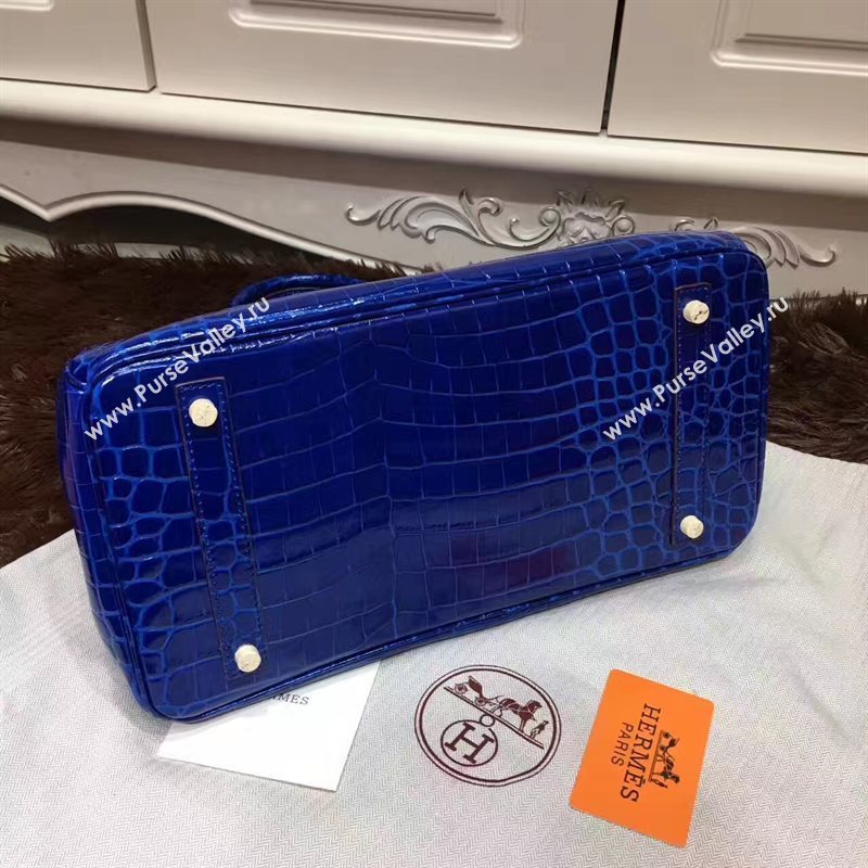 Hermes crocodile Birkin navy paint bag 5246