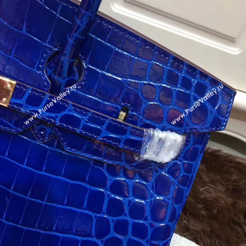 Hermes crocodile Birkin navy paint bag 5246