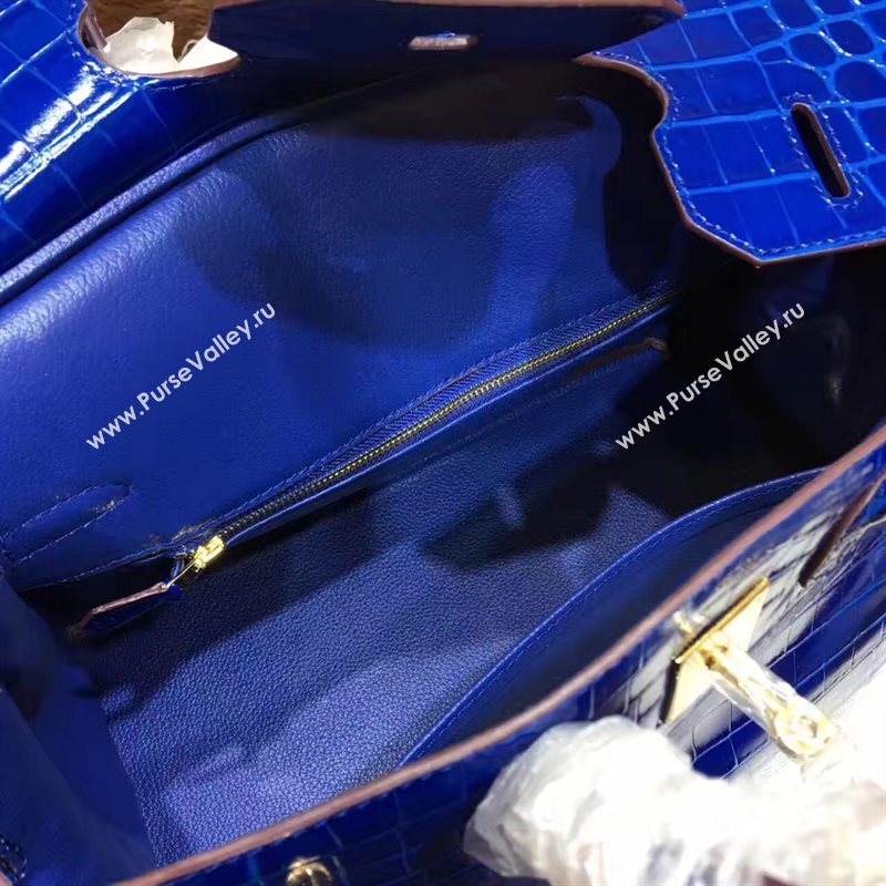 Hermes crocodile Birkin navy paint bag 5246