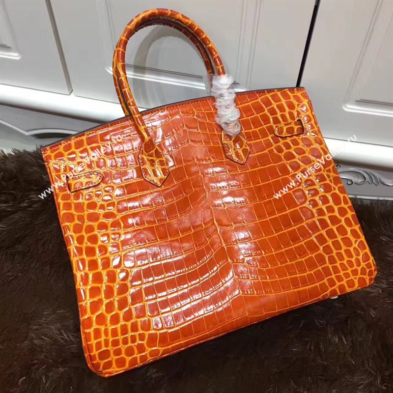 Hermes crocodile Birkin orange paint bag 5247