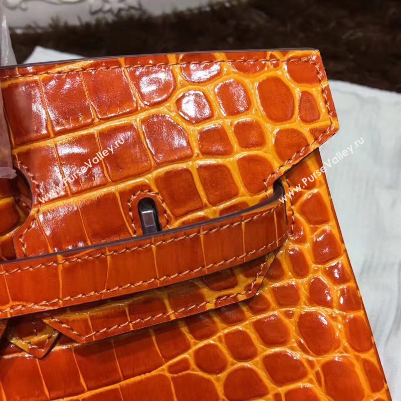 Hermes crocodile Birkin orange paint bag 5247