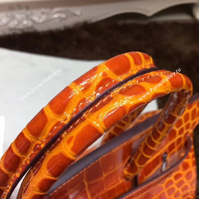 Hermes crocodile Birkin orange paint bag 5247