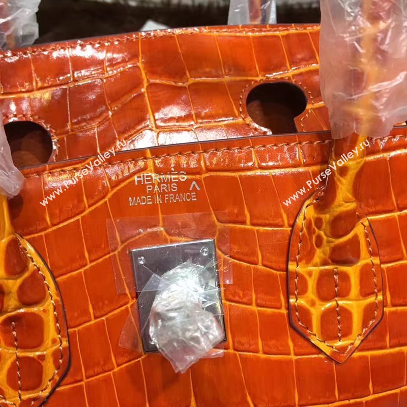 Hermes crocodile Birkin orange paint bag 5247