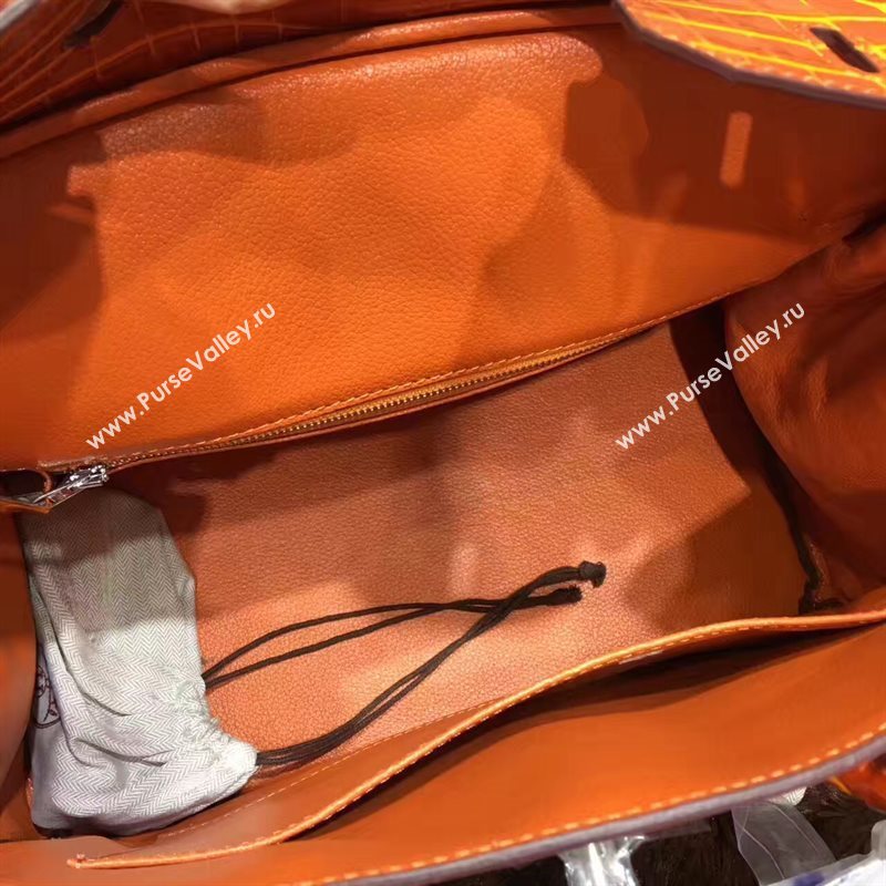 Hermes crocodile Birkin orange paint bag 5247