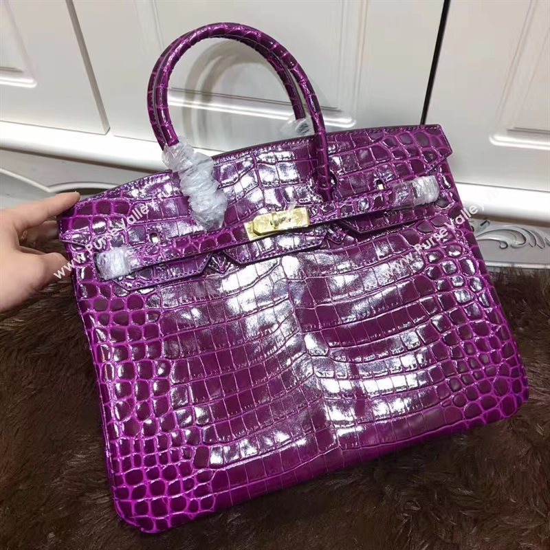 Hermes crocodile Birkin purple paint bag 5248