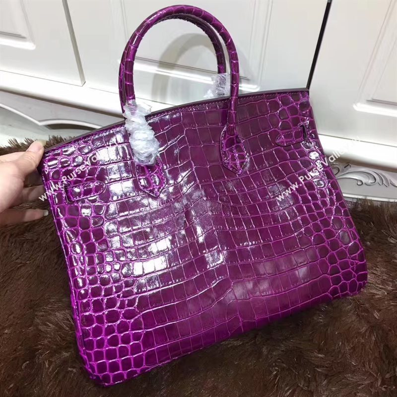 Hermes crocodile Birkin purple paint bag 5248