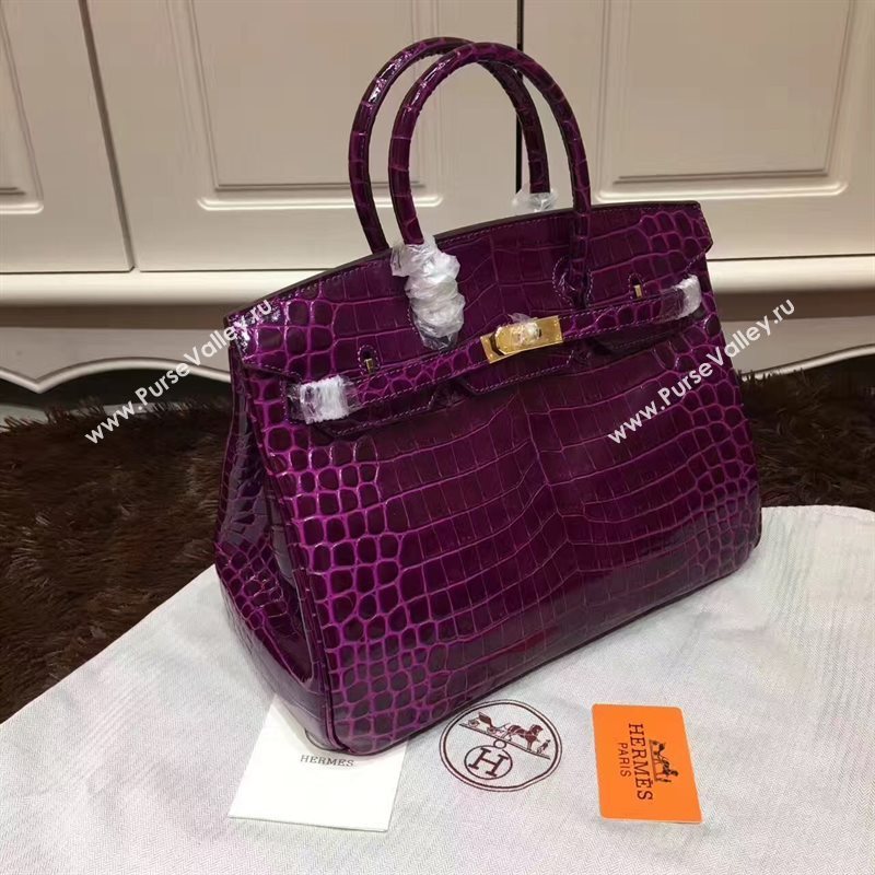 Hermes crocodile Birkin purple paint bag 5248