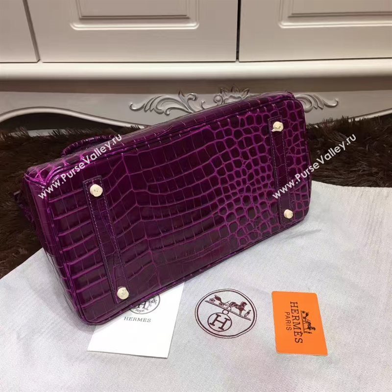 Hermes crocodile Birkin purple paint bag 5248